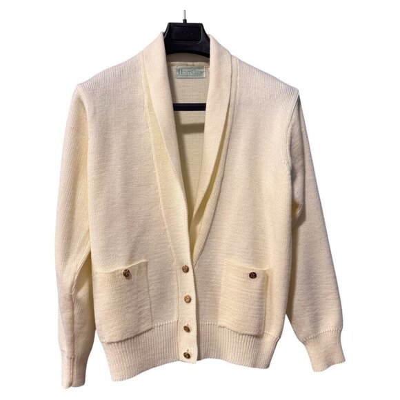 Vintage Hunt club‎ cardigan off white gold buttons size medium - Picture 1 of 4